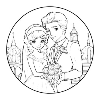 Bride And Groom Coloring Page For Kids