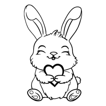 Bunny With Heart Coloring Page