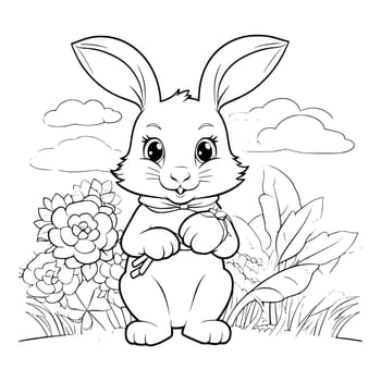 Bunny With A Ripe Tasty Carrot Coloring Page For Kids