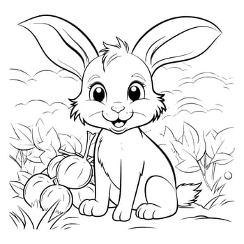 Bunny With A Ripe Tasty Carrot Coloring Page For Kids