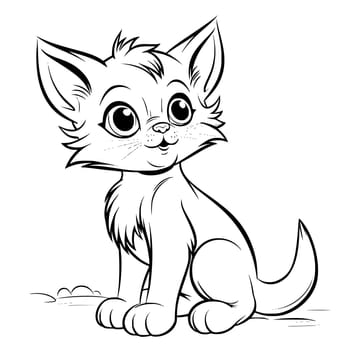 Cat Standing Coloring Page Drawing For Kids