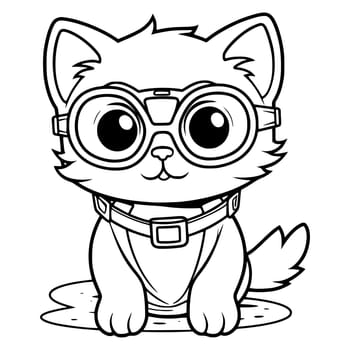 Cat Wearing Diving Goggles Coloring Pages