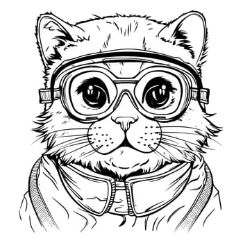 Cat Wearing Diving Goggles Coloring Pages
