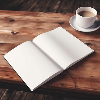 Book mockup on a wooden table.