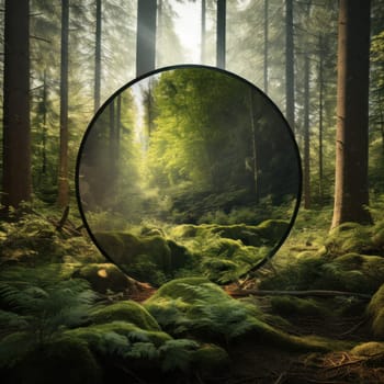 Fantasy magic portal. A portal in the elven forest to another world, a refraction of space. Digital Art and Illustration. Drawing. Hyper-realistic. Generative AI