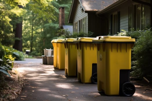Containers for sorting waste by color. Outdoor waste recycling containers