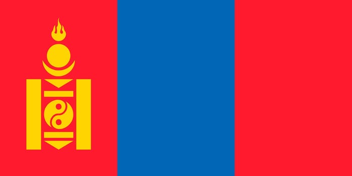 National Mongolia flag, official colors and proportion correctly. National Mongolia flag. Vector illustration. EPS10. Mongolia flag vector icon, simple, flat design for web or mobile app.