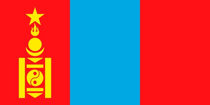 Flag of Mongolia, is a landlocked country in East Asia  bordered by Russia to the north, and the People's Republic of China to the south.
