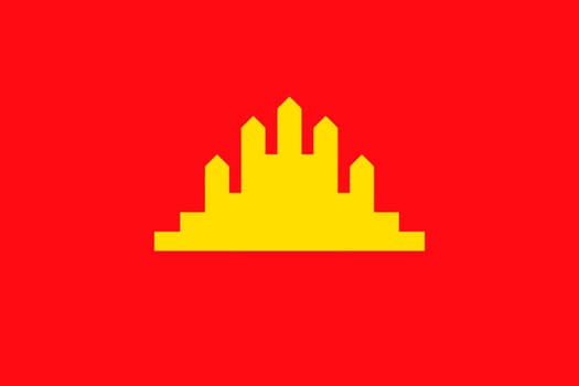 Crossed and waving flags of Mongolia and Cambodia. Vector illustration