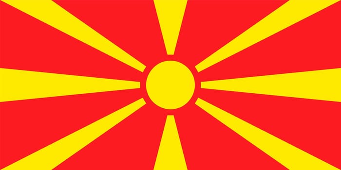 North Macedonia flag, official colors and proportion correctly. Republic of North Macedonia flag. Vector illustration. EPS10. North Macedonia flag vector icon, simple, flat design for web or mobile