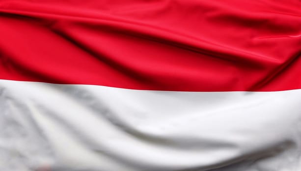 indonesia flag. the flag of Indonesia_with pleats with visible satin texture