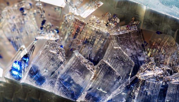 Blue Sapphire Persian Salt - Close up. macro photo of sapphire texture with crystal structure