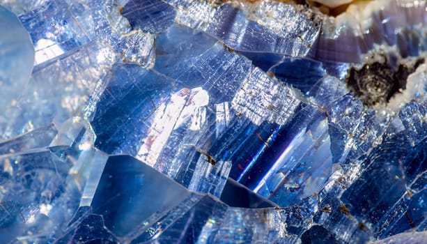 Blue Sapphire Persian Salt - Close up. sapphire macro photo texture with crystal structure