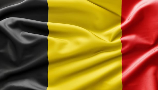 Waving flag of Belgium. Flag has real fabric texture.