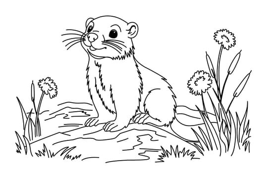 Groundhog Day February 2nd. Cute baby animal beaver.Groundhog day coloring book.