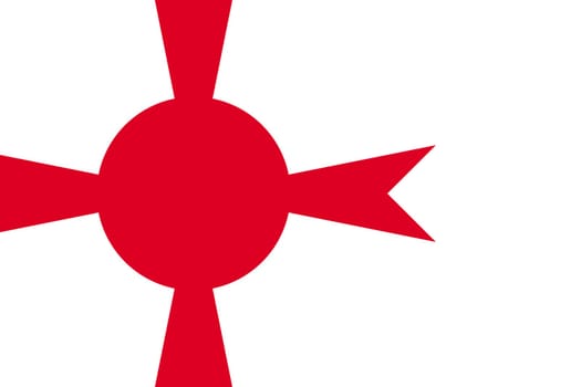 Flag of the Empire of Japan. The Rising Sun Flag brush concept. Horizontal vector Illustration of Naval flag, flown by ships of the Imperial Japanese Navy (1889-1945) isolated on gray background.
