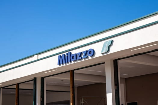 MILAZZO, SICILY, Italy - 03 October 2023. Entrance area of the railway station in Milazzo.