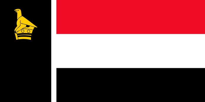 The national flag of the Republic of Zimbabwe