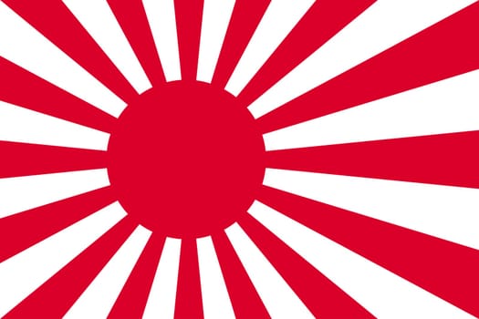 Top view of flag Naval Ensign, Japan. Japanese no flagpole. Plane layout, design. Flag background