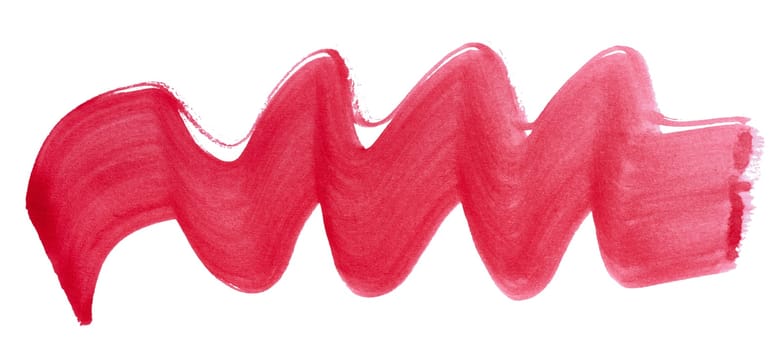 Watercolor brush stroke of red paint, on a white isolated background