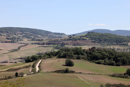 The rural landscape near Pienza in Tuscany. Italy