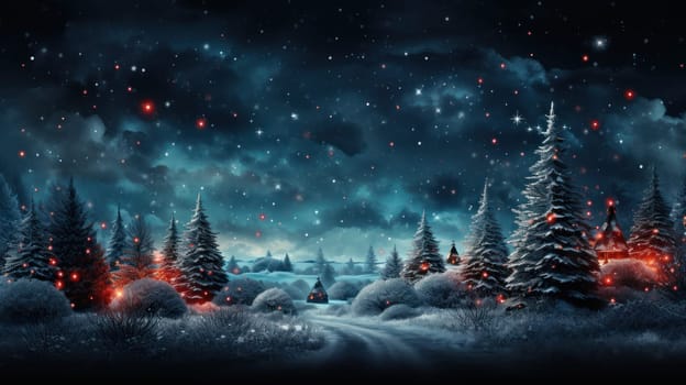 Fairytale winter Christmas landscape. Generative AI