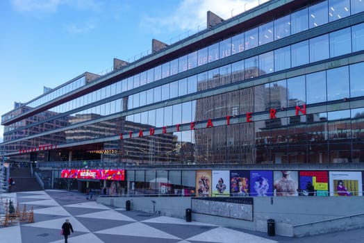 STOCKHOLM, SWEDEN- DECEMBER 23, 2020: Exterior of the city theatre (Kulturhuset in swedish) at Sergels Torg public square