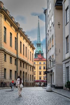 STOCKHOLM, SWEDEN- DECEMBER 23, 2020: Beautiful and colorful houses in the city center of Stockholm.