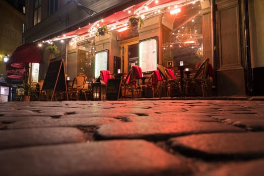 STOCKHOLM, SWEDEN - DECEMBER 21, 2020: Old city center of Stockholm at night a few days before christmas.