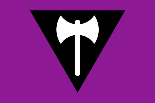 Lesbian feminist movement lgbt, flat icon. Flag of sexual minorities, gays and lesbians. Vector illustration of a labrys