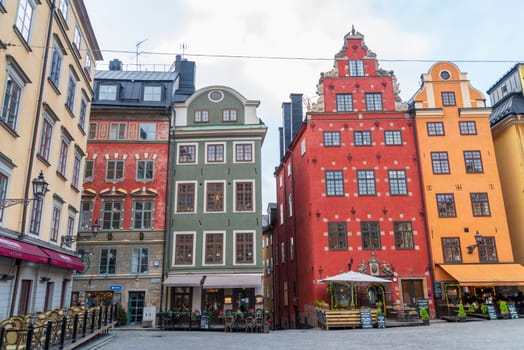 STOCKHOLM, SWEDEN- DECEMBER 23, 2020: Beautiful and colorful houses in the city center of Stockholm.