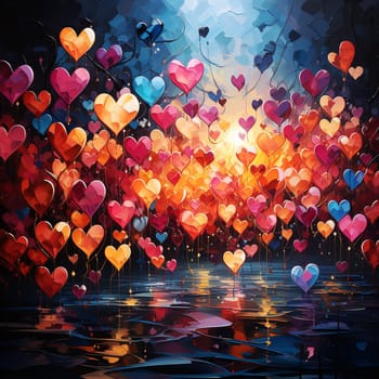 Colorful hearts, love, charity and friendship, volenteer and humanitarian help concept, valentines day