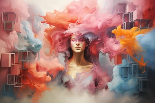 Think outside the box, colorful clouds, creative mind, brainstorming for new ideas, be innovative, no limitation