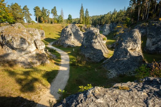 Rock ocean wental cliff landscape on german swabian jura area