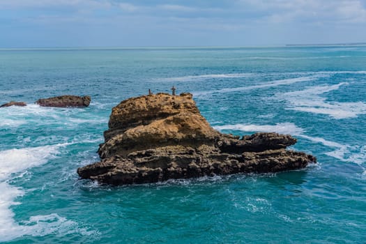 Coastal Rocks near the beach at Biarritz, Basque Country. France