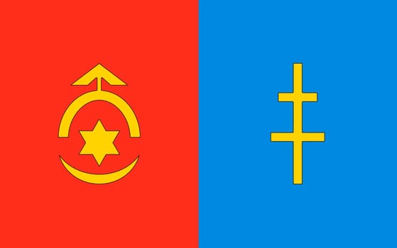 Vector realistic illustration of Ostrovets county flags on a transparent background.