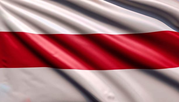 Latvia flag with big folds waving close up under the studio light indoors. The official symbols and colors in fabric banner
