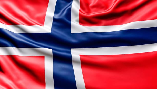 silk national flag of Norway with the folds