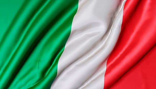 full framed italian flag floating in the wind exact colors