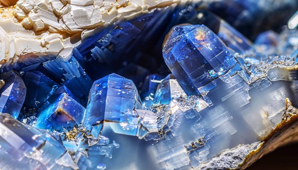 Blue Sapphire Persian Salt - Close up. sapphire texture with crystal structure macro photo