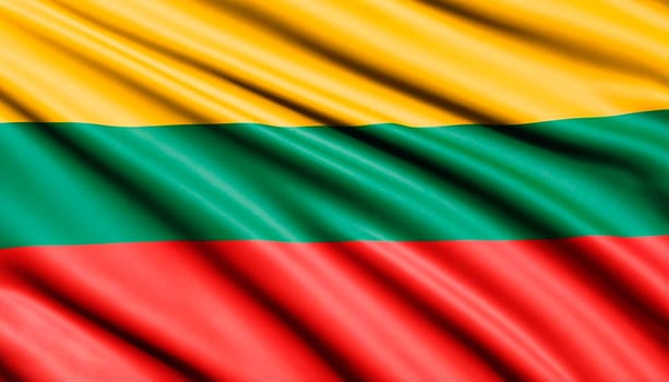 Lithuania flag on a silk drape waving