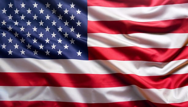 American flag background. flag of the United States of America with pleats with visible satin texture