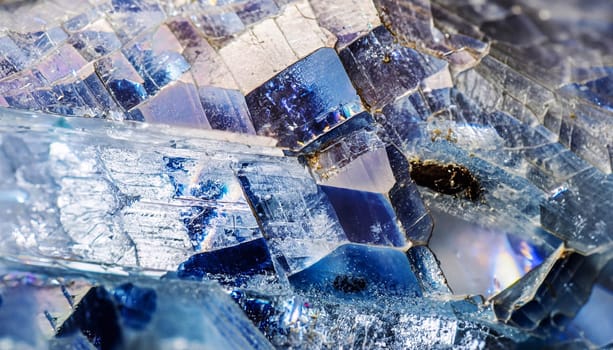 Blue Sapphire Persian Salt - Close up. macro photo of sapphire texture with crystal structure