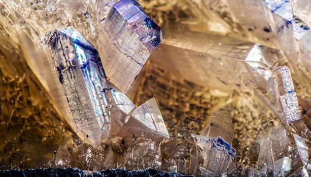Blue Sapphire Persian Salt - Close up. sapphire macro photo texture with crystal structure