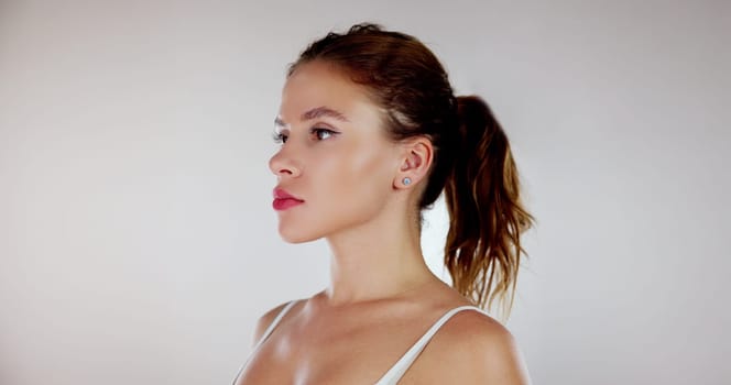 Female Beauty Skin Care. Beautiful Woman Face