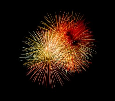 Colorful fireworks celebration and anniversary on night sky background