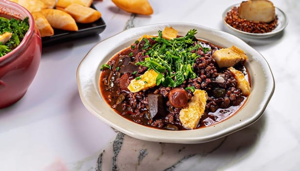 Brazilian Feijoada Food. Top view.