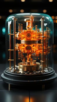Quantum computer. Abstract quantum computing circuit with futuristic design.A fictional depiction of a quantum computer. Generative AI