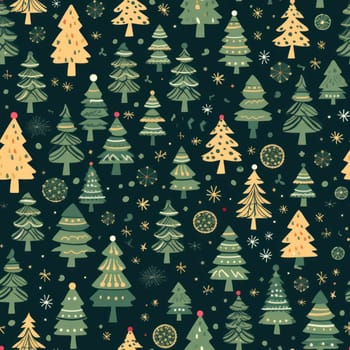 Festive seamless pattern, Christmas trees on a dark background. pattern for fabric or wrapping paper.Generative AI