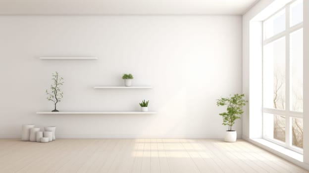 white house interior wall mockup, layout element for graphic design .Generative AI